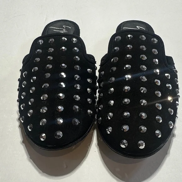 Giuseppe Zanotti Black suede Mules with Silver Studs low heel made in Italy 36 - Picture 3 of 8